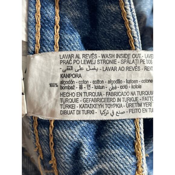 Zara Women's Blue High Waisted Raw Hem Skinny Straight Leg Denim Jeans Pants 6 - Picture 5 of 5